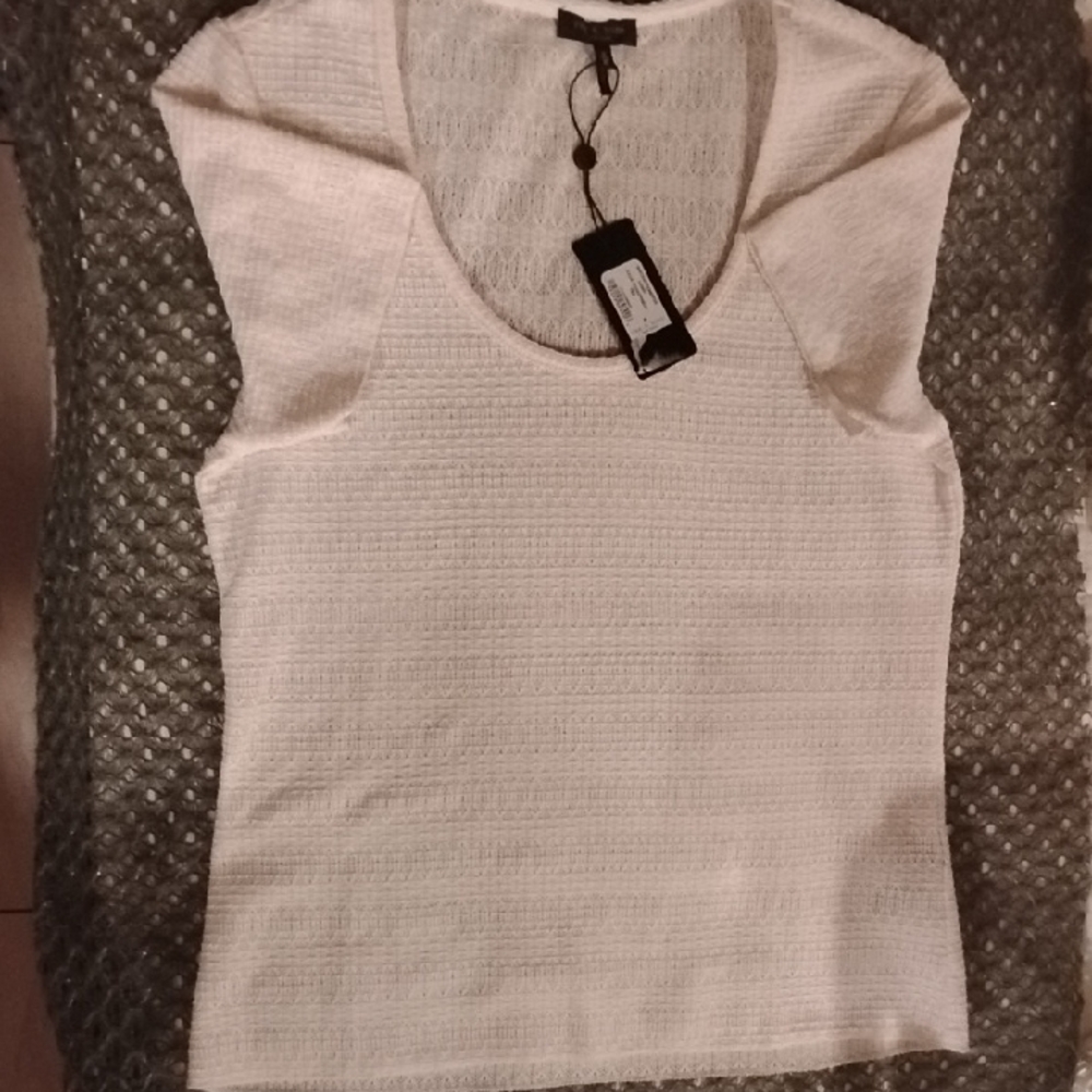 rag & bone Cream Short Sleeve Top